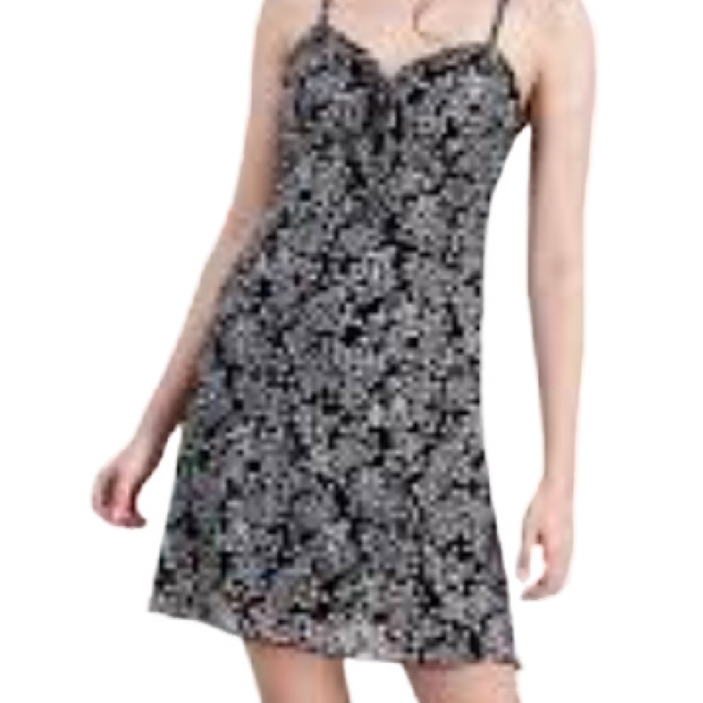 Hippie Rose Black Floral Mesh Mini Dress Fully Lined